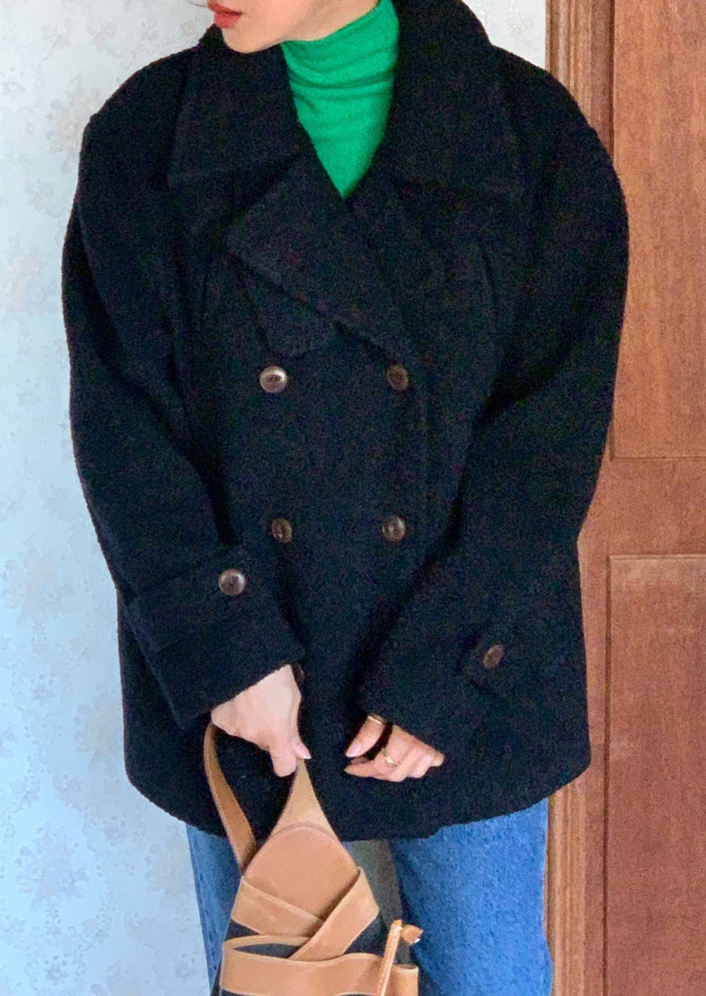 <Abi + Ari Black Label> Boiled Wool Peacoat - Last 1 in Dk Olive left!